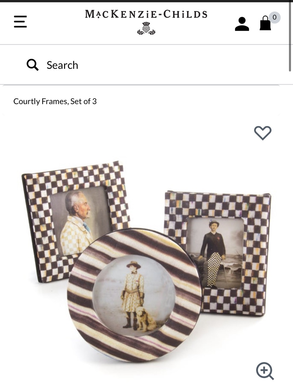 Mackenzie-Childs Set of 3 Black & White Picture Frames